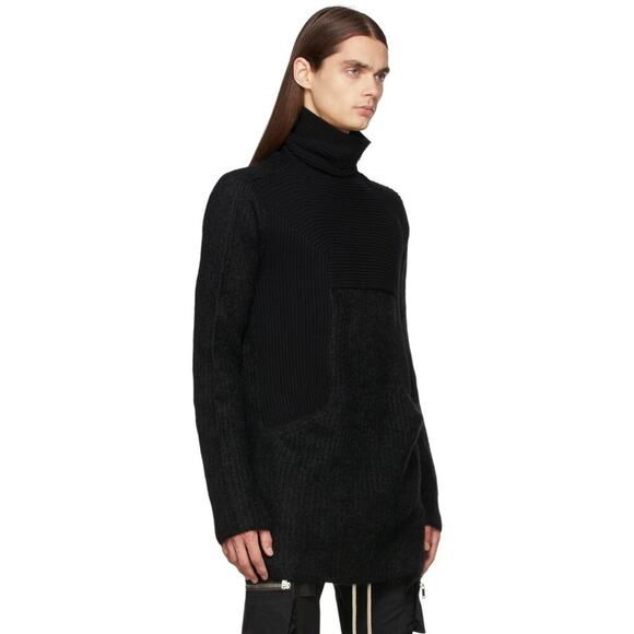 Rick Owens Black Mohair Wool Blend Turtleneck Sweater Men’s Large Avant Garde - Picture 3 of 12